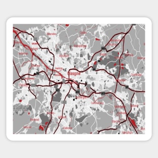 Glasgow red/grey map Sticker